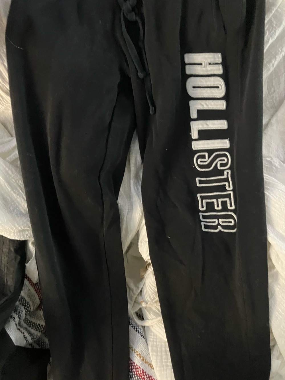 Hollister Black Sweatpants with White Logo